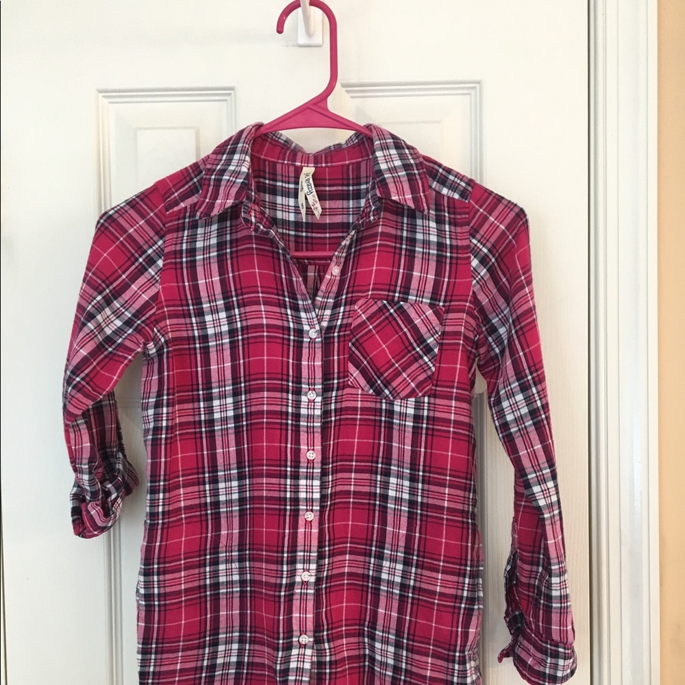 Girl Crazy Girl Plaid Button Down Shirt